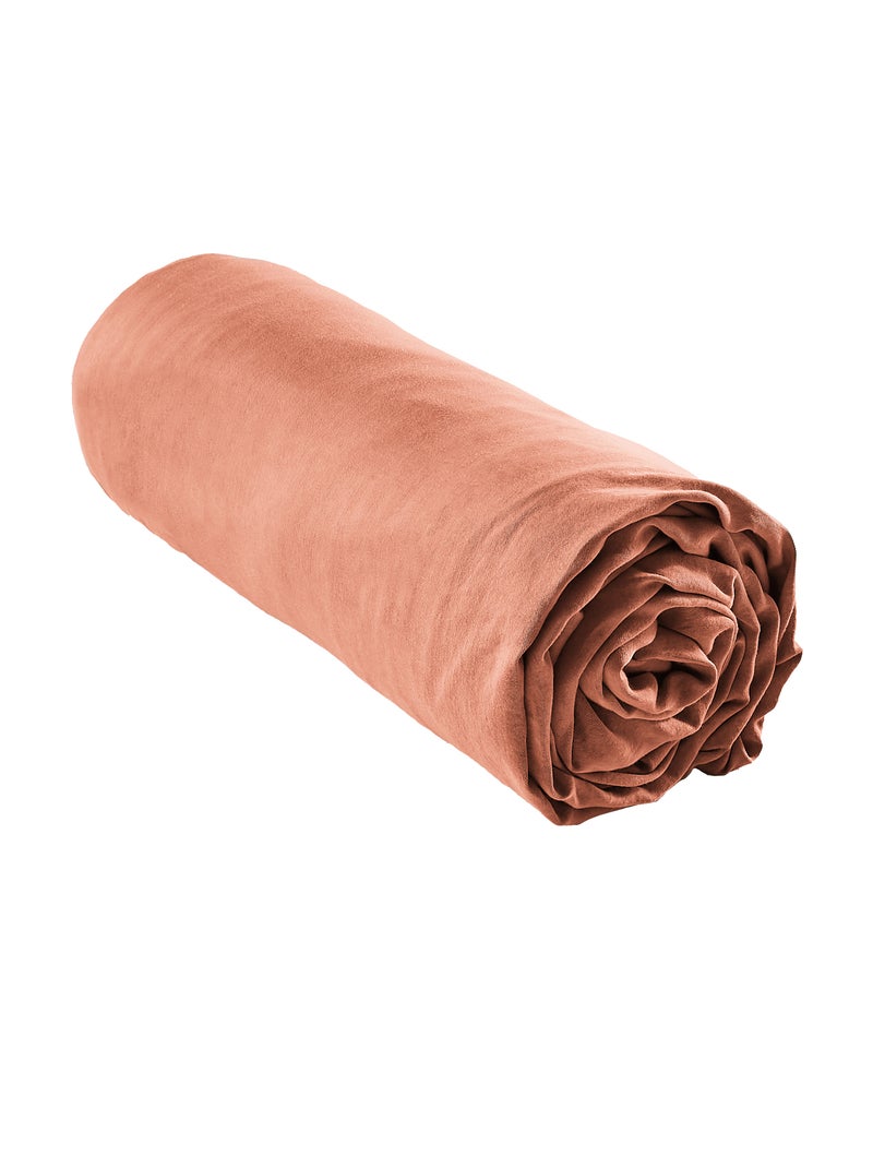 Drap housse 100% Lyocell Tencel lavé Orange - Kiabi