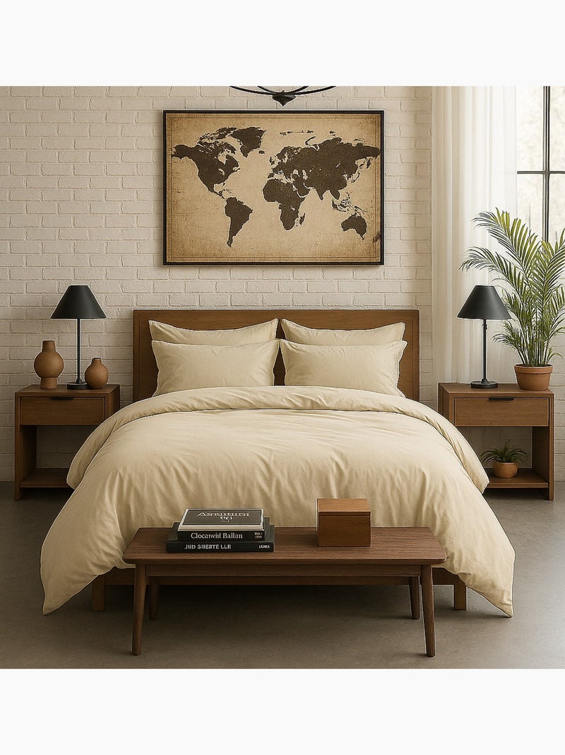 Drap housse 100 % percale de coton elegance Beige - Kiabi
