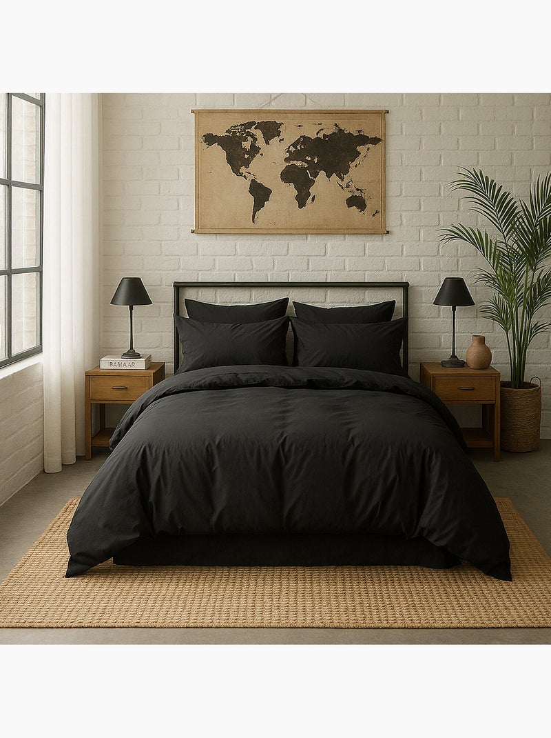 Drap housse 100 % percale de coton elegance Noir - Kiabi