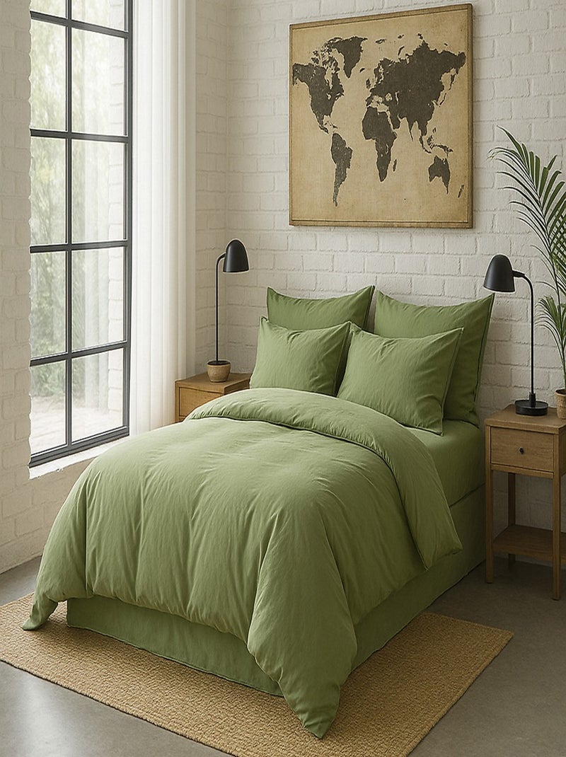 Drap housse 100 % percale de coton elegance Vert - Kiabi