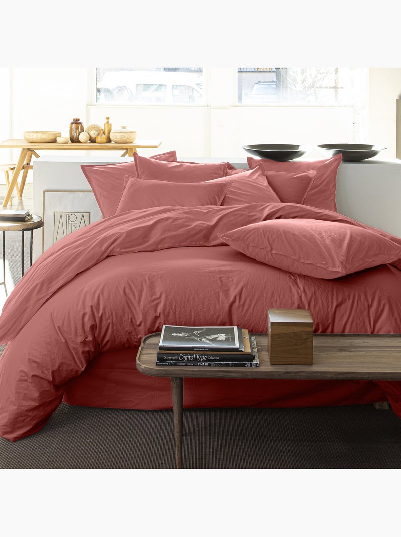 Drap housse 100 % percale de coton elegance Vieux rose - Kiabi