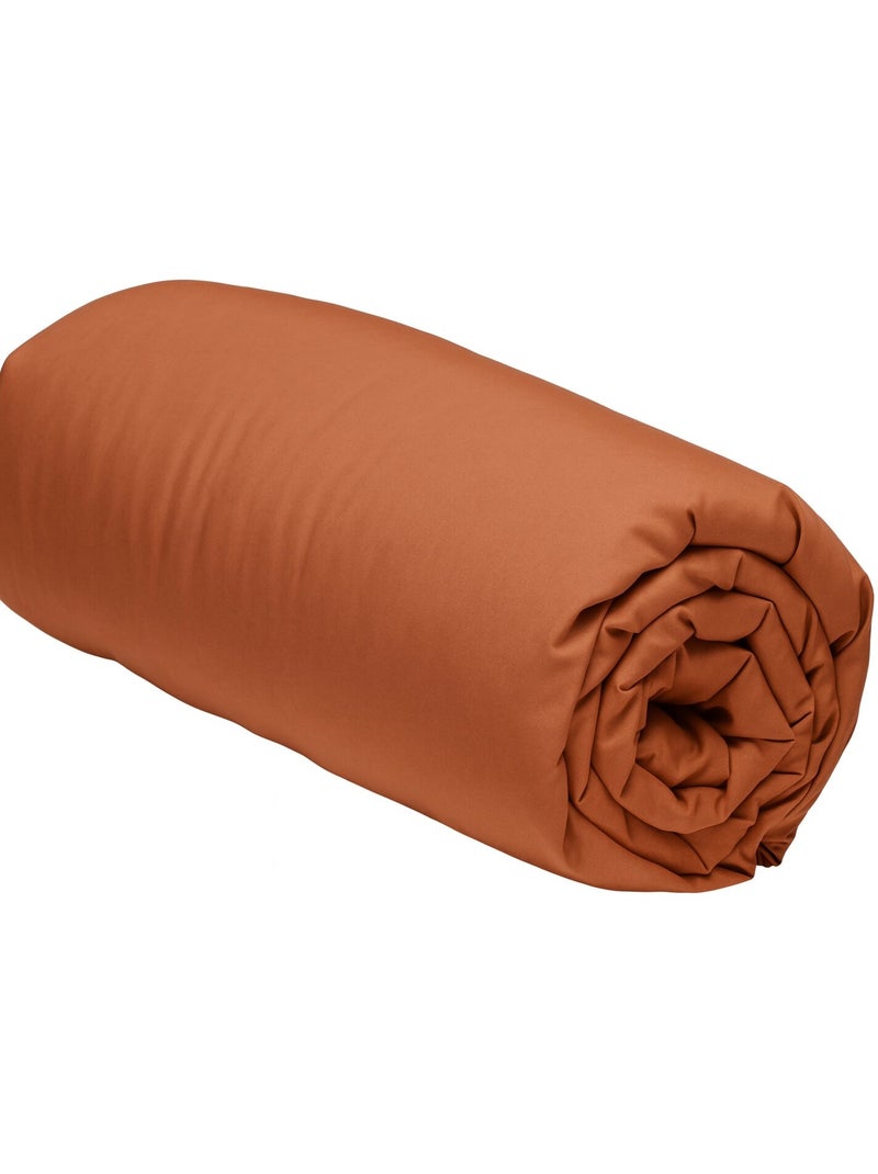 Drap housse 100 % percale de coton mura Terracotta - Kiabi