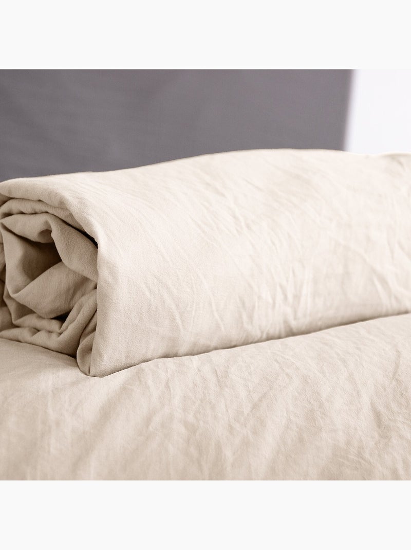 Drap housse 100 % polyester caly Beige sable - Kiabi