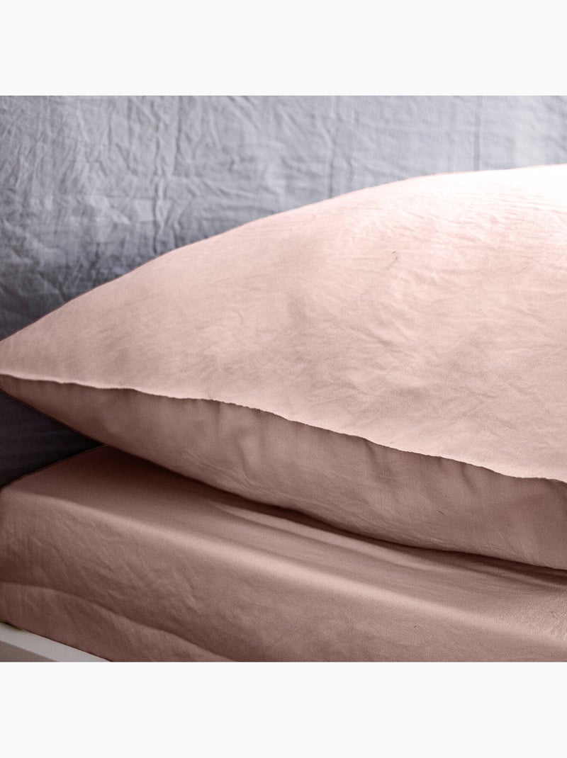 Drap housse 100 % polyester caly Rose poudré - Kiabi