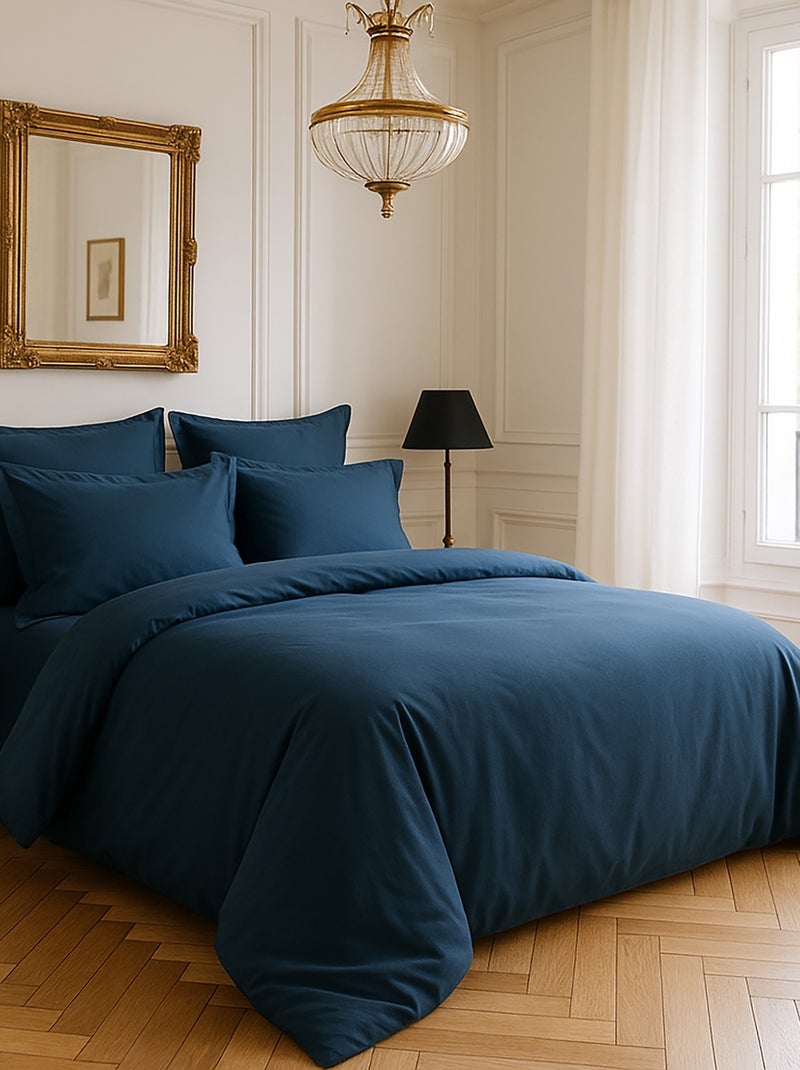 Drap housse 100 % satin de coton désir Bleu - Kiabi