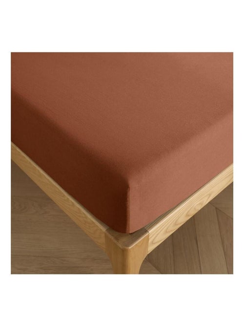 Drap housse 140 x 190 cm bonnet 30 cm "Prémium" pour lit 2 places - Prémium Paprika - Kiabi