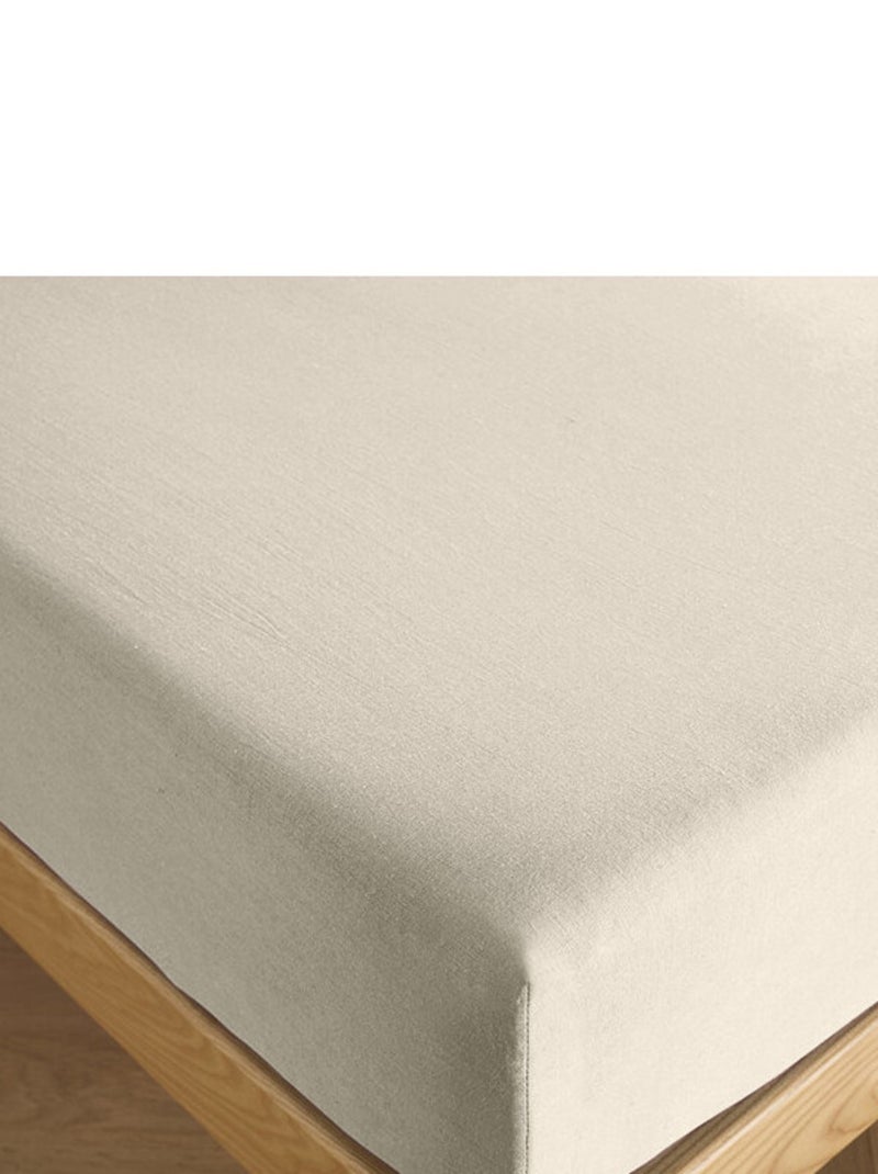 Drap housse 140 x 190 cm bonnet 30 cm "Prémium" pour lit 2 places Beige - Kiabi