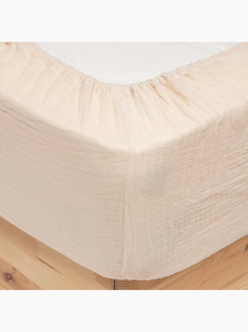 Drap housse 140 x 190 cm gaze de coton beige Beige - Kiabi