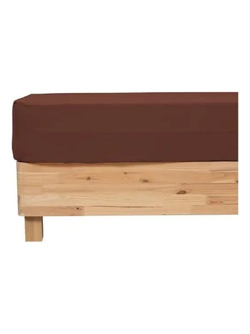 Drap housse 140 x 190 cm gaze de coton marron - Kiabi