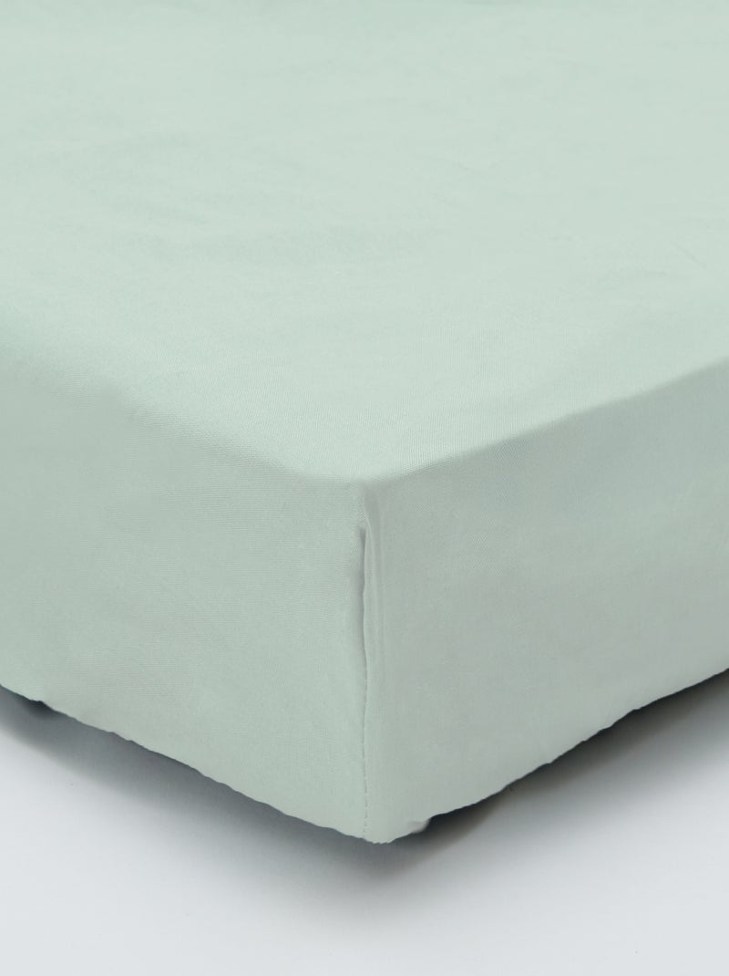 Drap housse (150x200cm) en coton Bleu turquoise - Kiabi