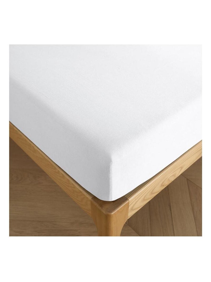Drap housse 160 x 200 cm bonnet 30 cm "Prémium" pour lit 2 places - Prémium Neige Blanc - Kiabi