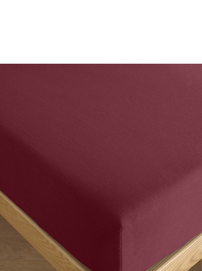 Drap housse 160 x 200 cm bonnet 30 cm "Prémium" pour lit 2 places Rouge - Kiabi