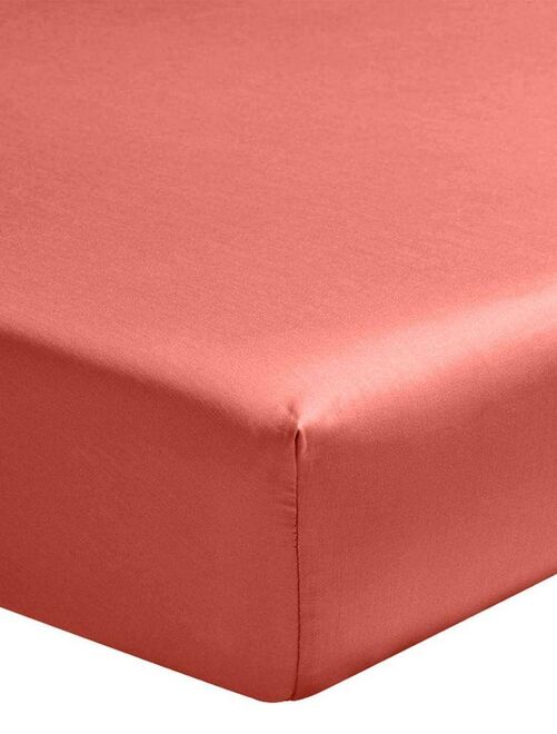 Drap housse 160x200 +30 cm 100% Satin de Coton Sienne - Kiabi