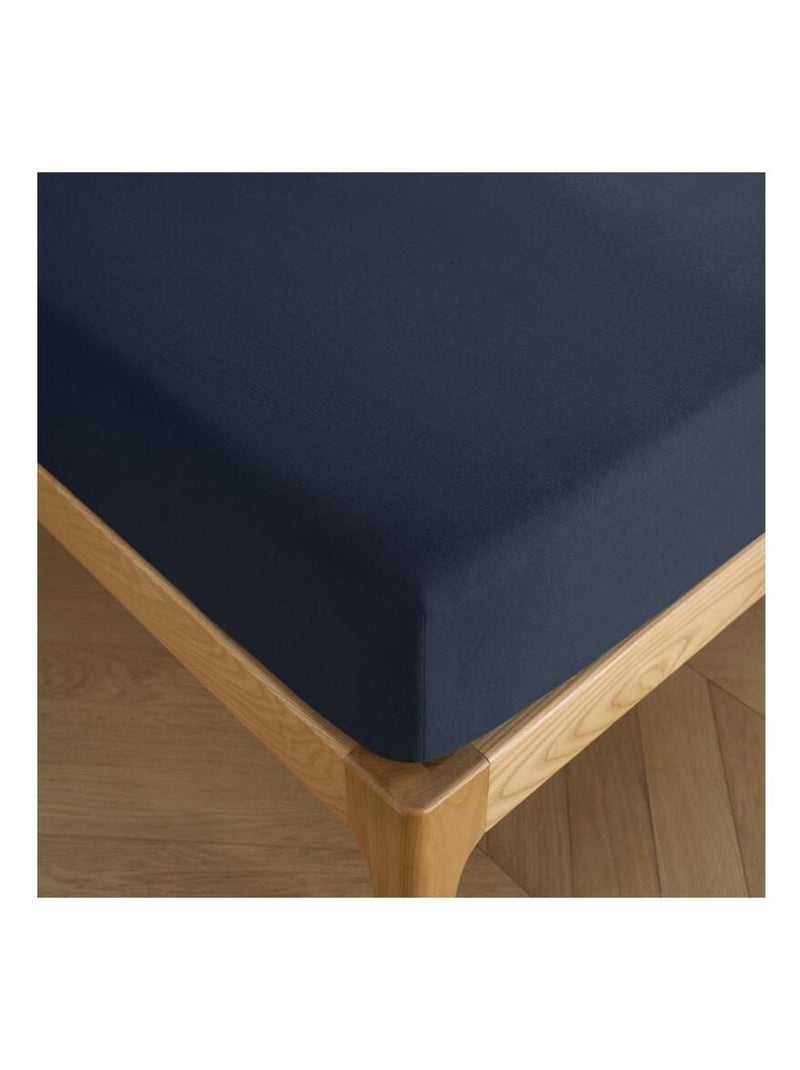Drap housse 180 x 200 cm bonnet 30 cm "Prémium" pour lit 2 places King Size - Prémium Bleu Nuit Bleu marine - Kiabi