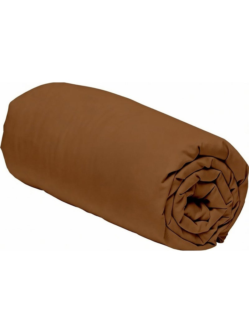 Drap housse 180x200 cm bonnet 30cm en percale de coton 80fils, MURA Ocre - Kiabi