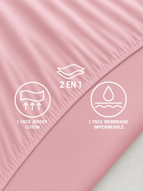 Drap Housse 2 en 1 - Alèse Imperméable intégrée - Coloris Poudre - DODO - Kiabi