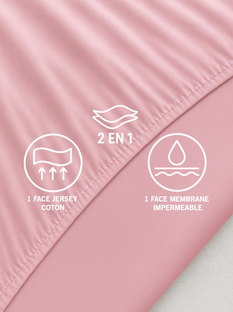 Drap Housse 2 en 1 - Alèse Imperméable intégrée - Coloris Poudre - DODO Rose clair - Kiabi