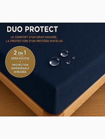 Drap housse 2 en 1 imperméable – coton 57 fils – duo protect