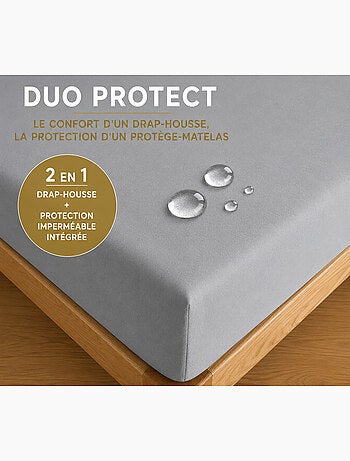 Drap housse 2 en 1 imperméable – coton 57 fils – duo protect