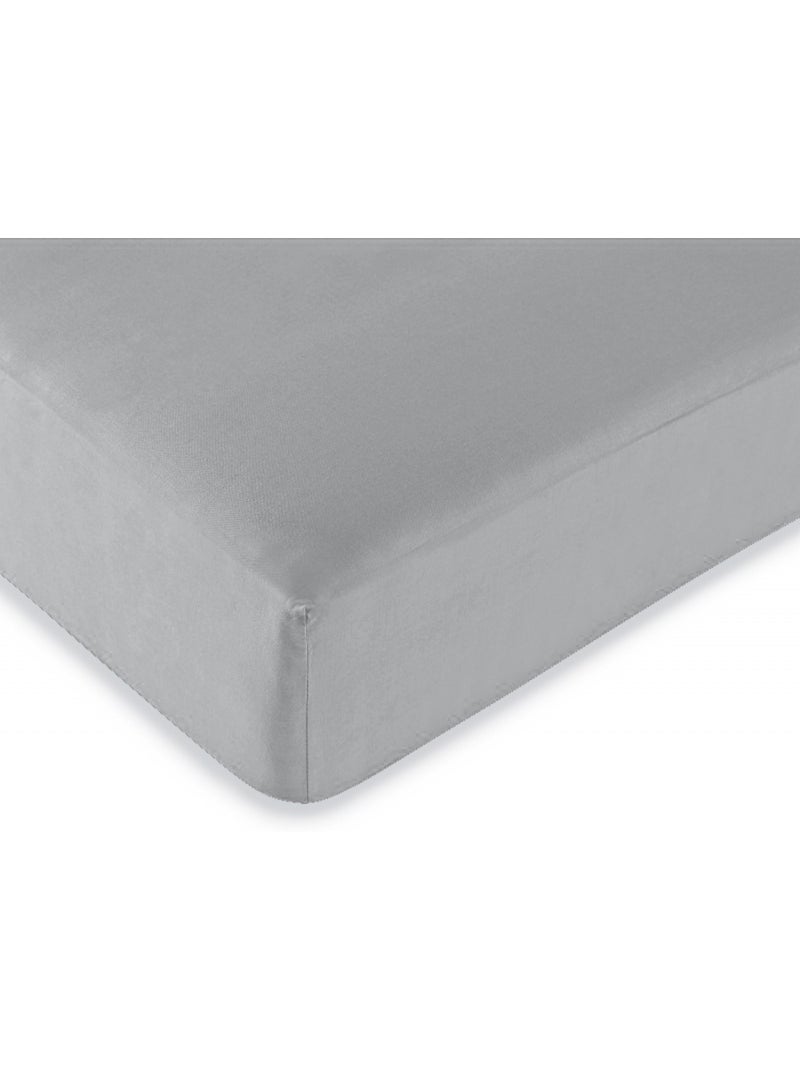 Drap housse 2 en 1 imperméable – coton 57 fils – duo protect Gris nuage - Kiabi