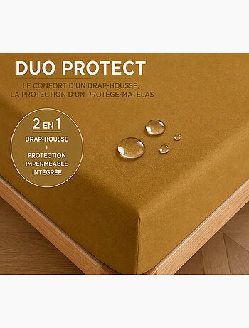 Drap housse 2 en 1 imperméable – coton 57 fils – duo protect