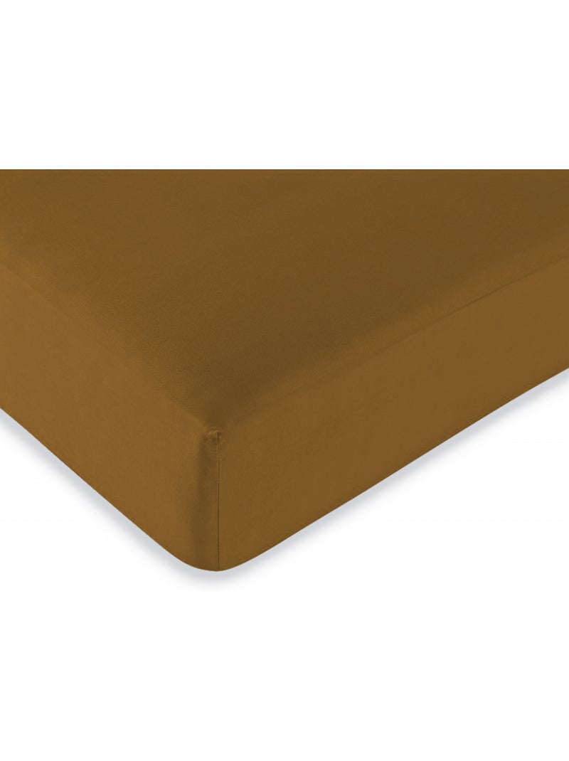Drap housse 2 en 1 imperméable – coton 57 fils – duo protect Marron caramel - Kiabi