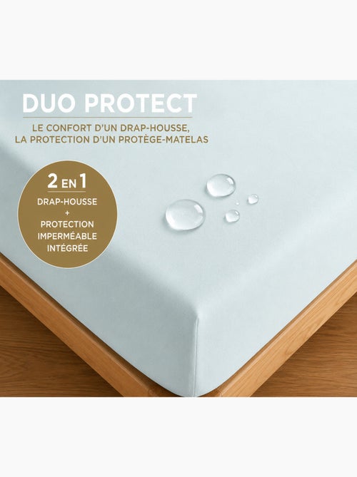 Drap housse 2 en 1 imperméable – coton 57 fils – duo protect - Kiabi