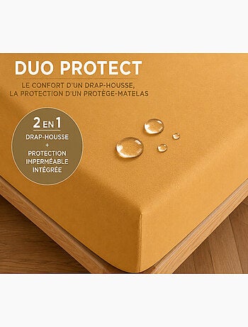 Drap housse 2 en 1 imperméable – coton 57 fils – duo protect