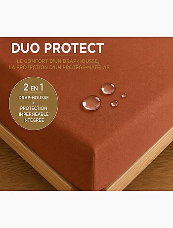 Drap housse 2 en 1 imperméable – coton 57 fils – duo protect