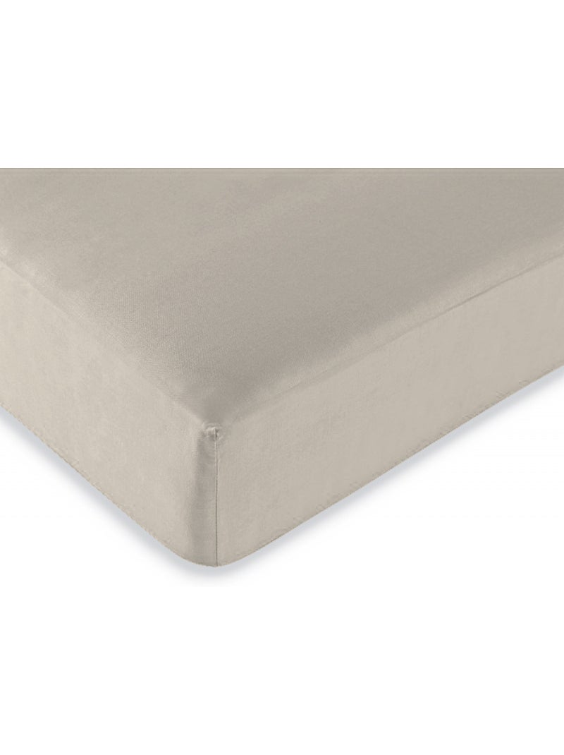 Drap housse 2 en 1 imperméable – coton 57 fils – duo protect Sable - Kiabi