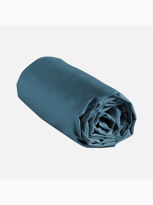 Drap housse 2 personnes 140 x 190 cm uni 57 fils lina Bleu nuit - Kiabi