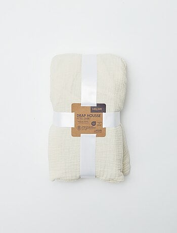 Drap housse 2 personnes (140x200) en double gaze de coton - Kiabi Home