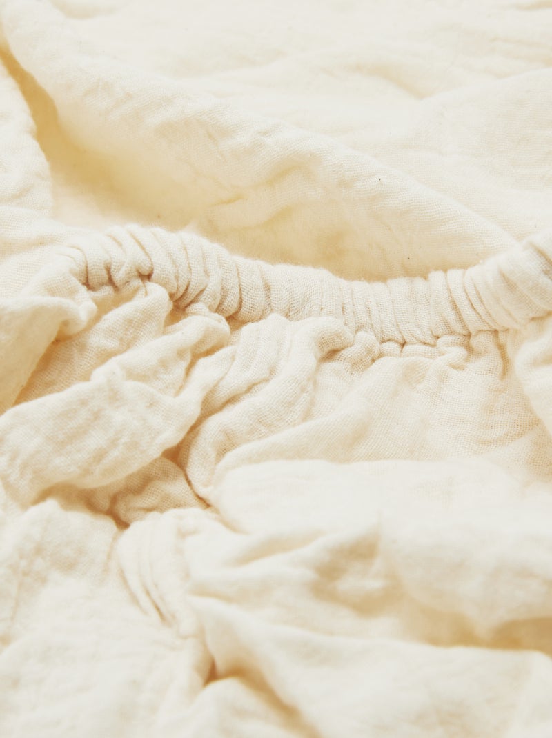 Drap housse 2 personnes (140x200) en double gaze de coton - Kiabi Home Blanc cassé - Kiabi