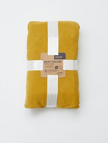 Drap housse 2 personnes (140x200) en double gaze de coton - Kiabi Home