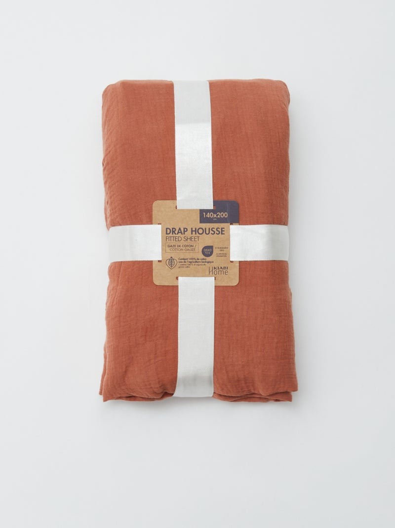 Drap housse 2 personnes (140x200) en double gaze de coton Kiabi Home — free download