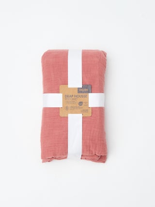 Drap housse 2 personnes (140x200) en double gaze de coton - Kiabi Home