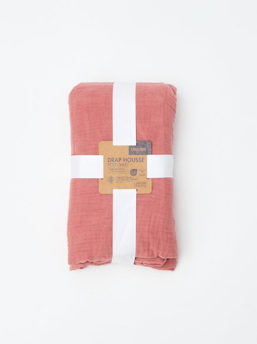 Drap housse 2 personnes (140x200) en double gaze de coton - Kiabi Home - Kiabi