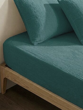 Drap housse 2 personnes (140x200) en double gaze de coton - Kiabi Home