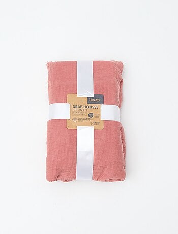 Drap housse 2 personnes (150x200cm) en gaze de coton - Kiabi Home