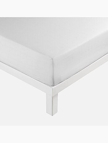 Drap housse 2 personnes 160 x 200 cm uni 57 fils lina Blanche