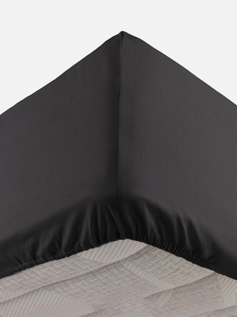 Drap housse 2 personnes 160 x 200 cm uni 57 fils "Lina" gris anthracite - Kiabi