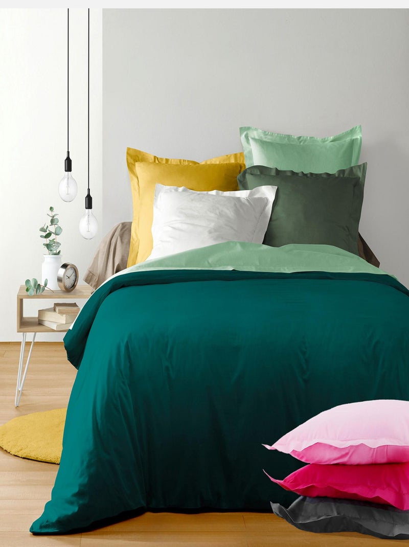 Drap housse 2 personnes 160 x 200 cm uni 57 fils "Lina" gris anthracite - Kiabi