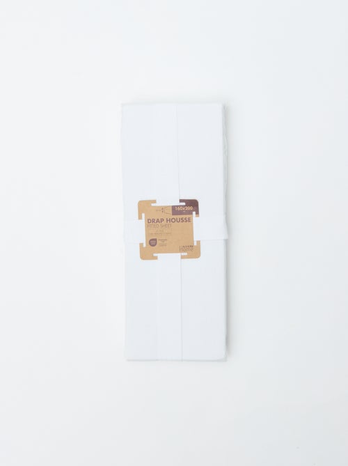 Drap housse 2 personnes 160 x 200cm en coton - Kiabi Drap housse 2 personnes 160 x 200cm en coton - Kiabi