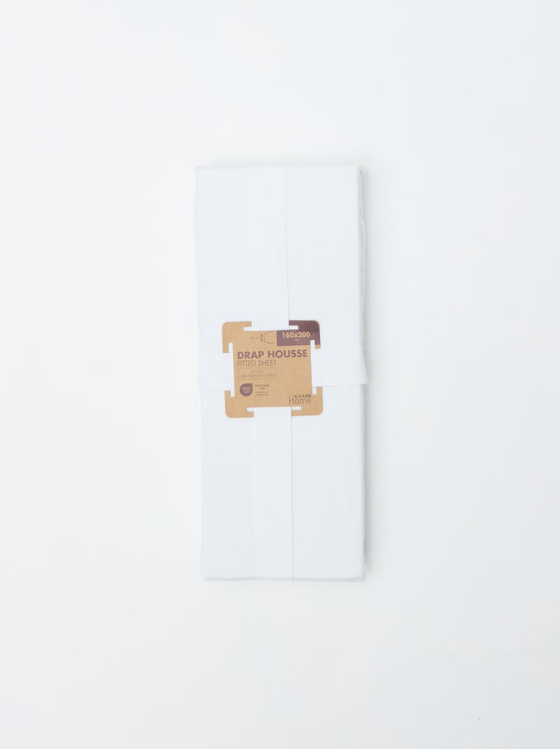Drap housse 2 personnes 160 x 200cm en coton Blanc - Kiabi