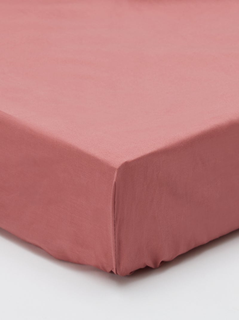 Drap housse 2 personnes 160 x 200cm en coton Vieux rose - Kiabi