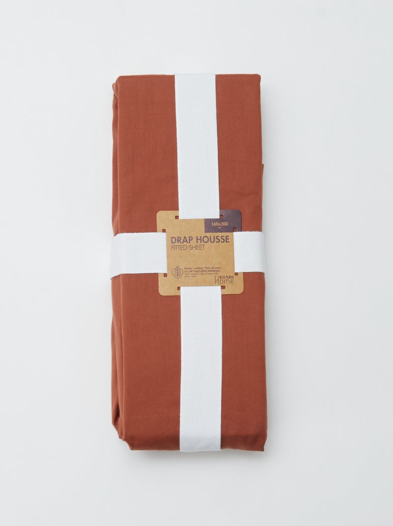 Drap housse 2 personnes (160x200cm) en coton - Kiabi Home MARRON - Kiabi