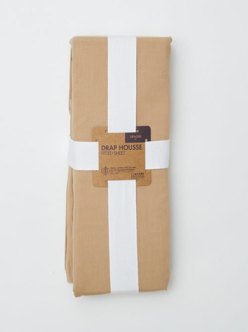 Drap housse 2 personnes 180 x 200 cm en coton - Kiabi