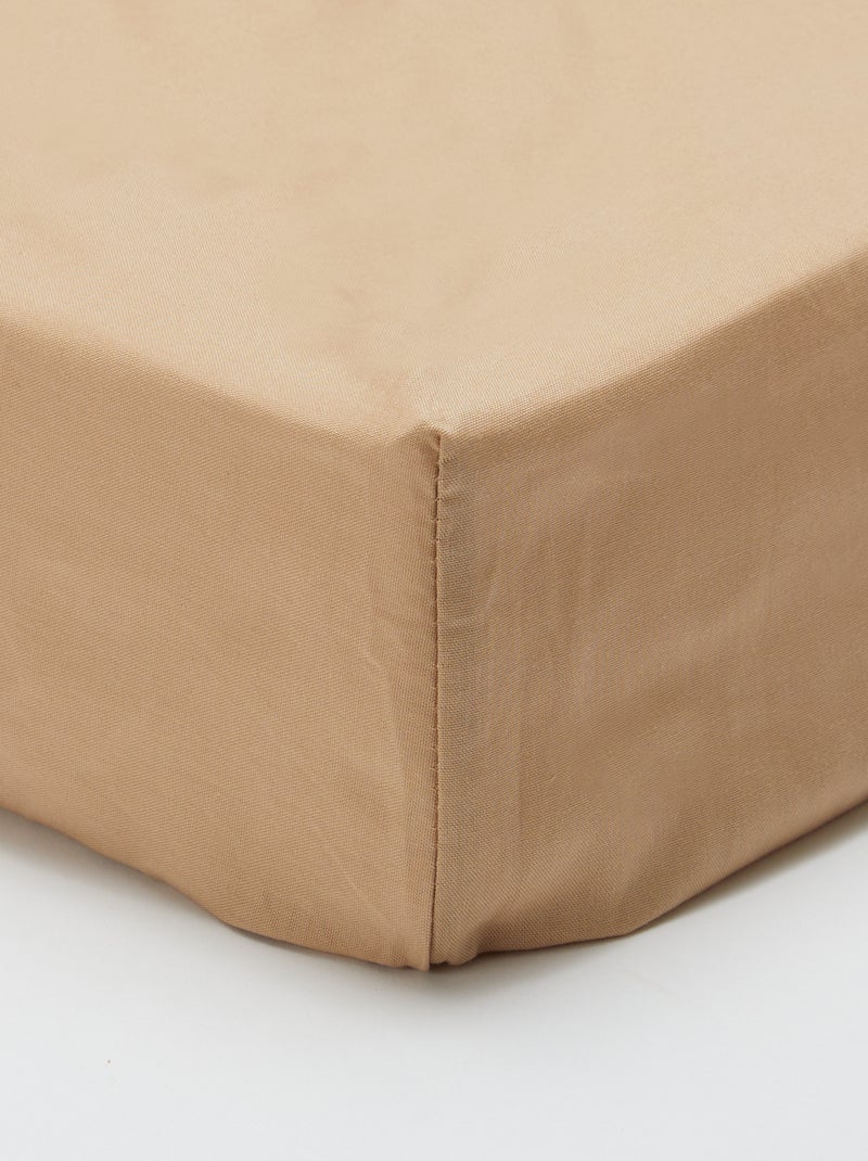 Drap housse 2 personnes 180 x 200 cm en coton Beige - Kiabi