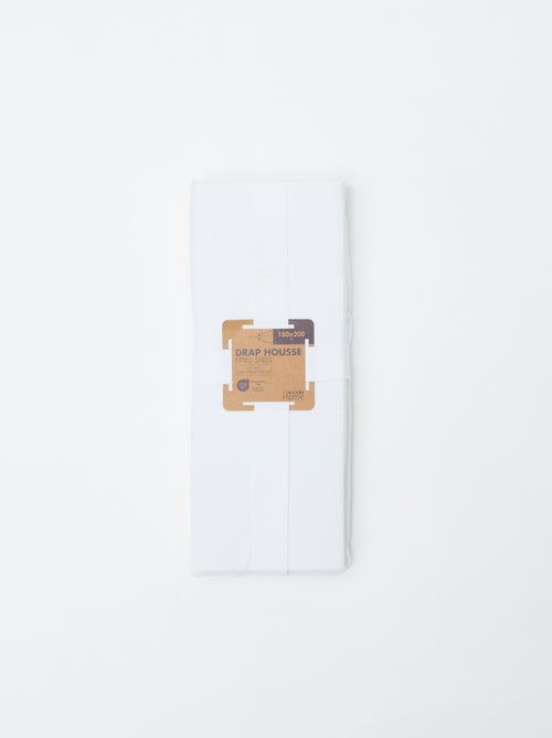 Drap housse 2 personnes 180 x 200 cm en coton - Kiabi