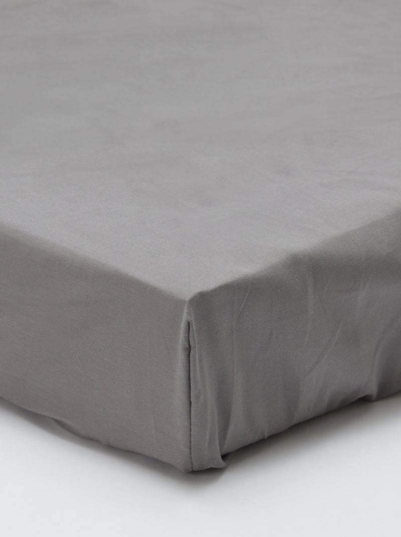 Drap housse 2 personnes 180 x 200 cm en coton Gris - Kiabi